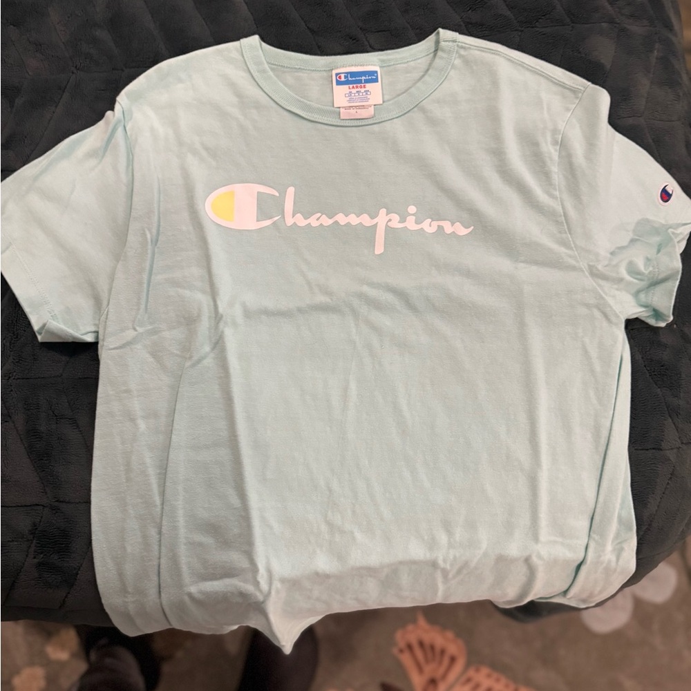 Champion Pastel Green Script Logo Tee
